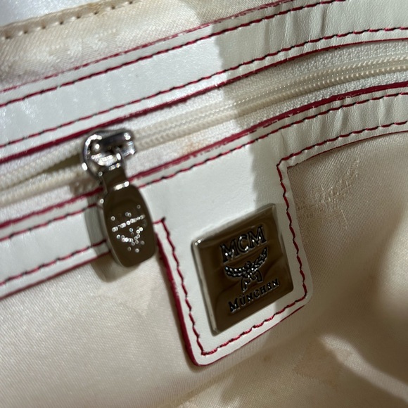 MCM Visetos Handbag in White and Pink - Picture 9 of 16